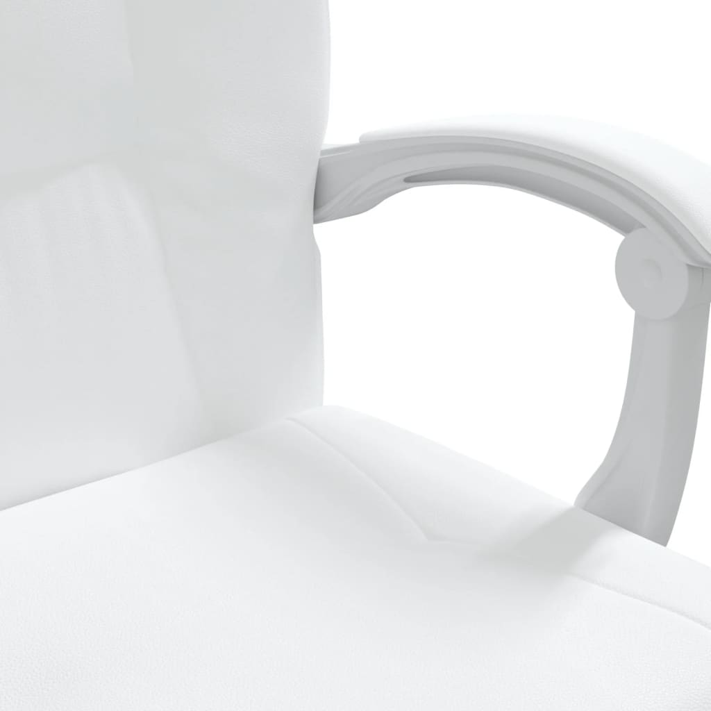 vidaXL Silla de oficina reclinable cuero sintético blanco