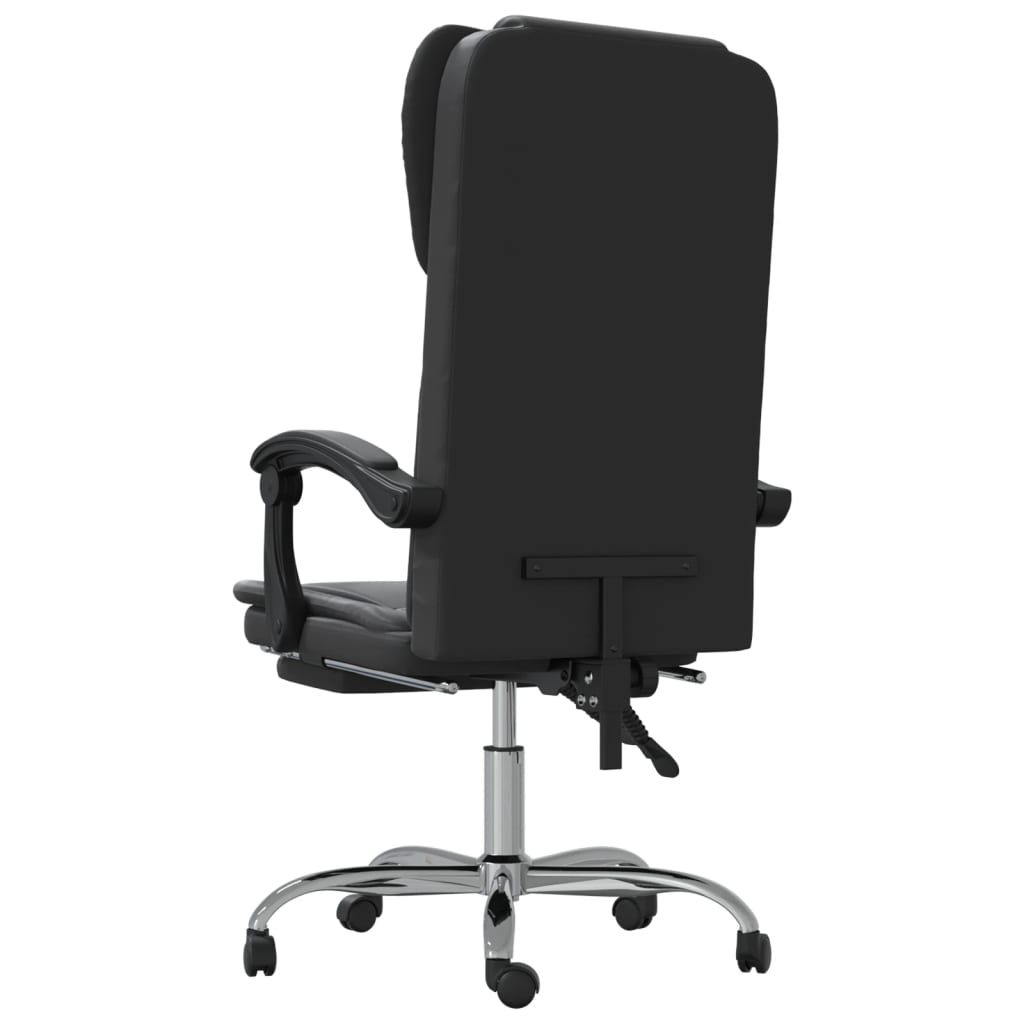 vidaXL Silla de oficina reclinable negra piel sintética