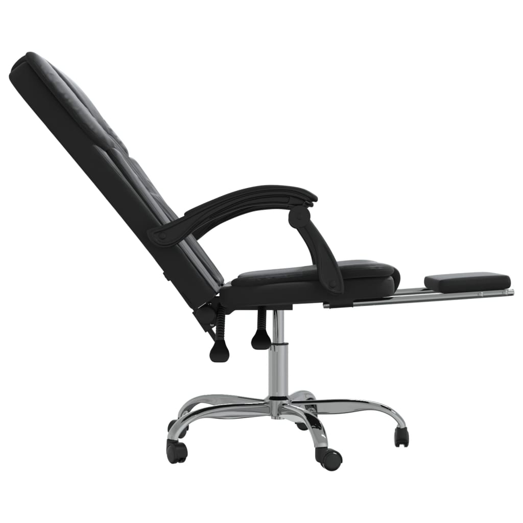 vidaXL Silla de oficina reclinable negra piel sintética