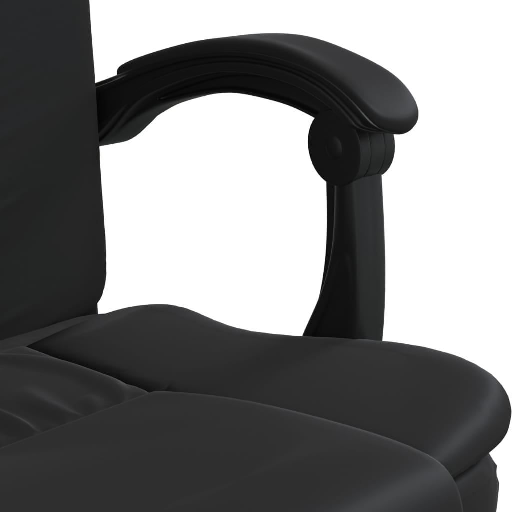 vidaXL Silla de oficina reclinable negra piel sintética