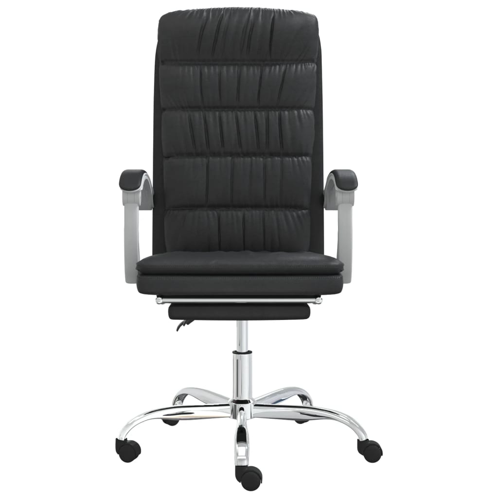 vidaXL Silla de oficina reclinable negra piel sintética