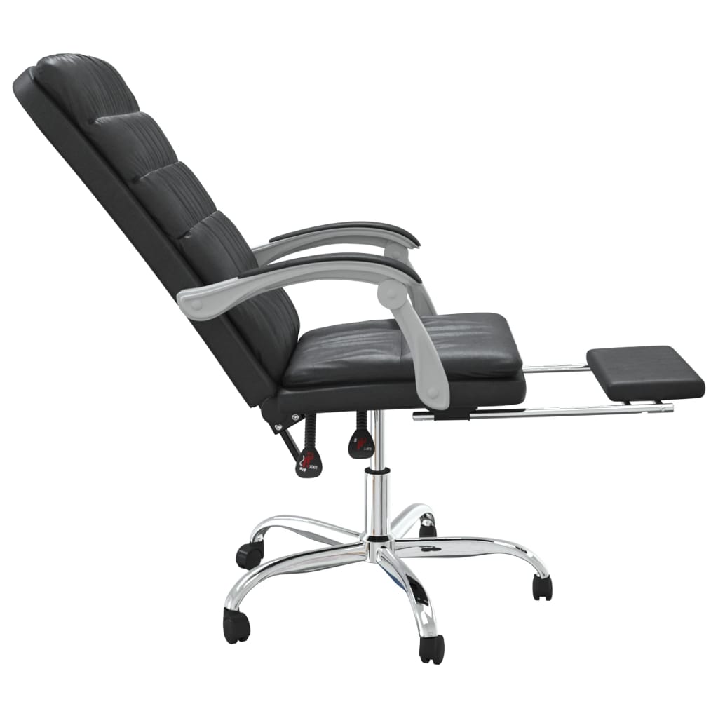 vidaXL Silla de oficina reclinable negra piel sintética