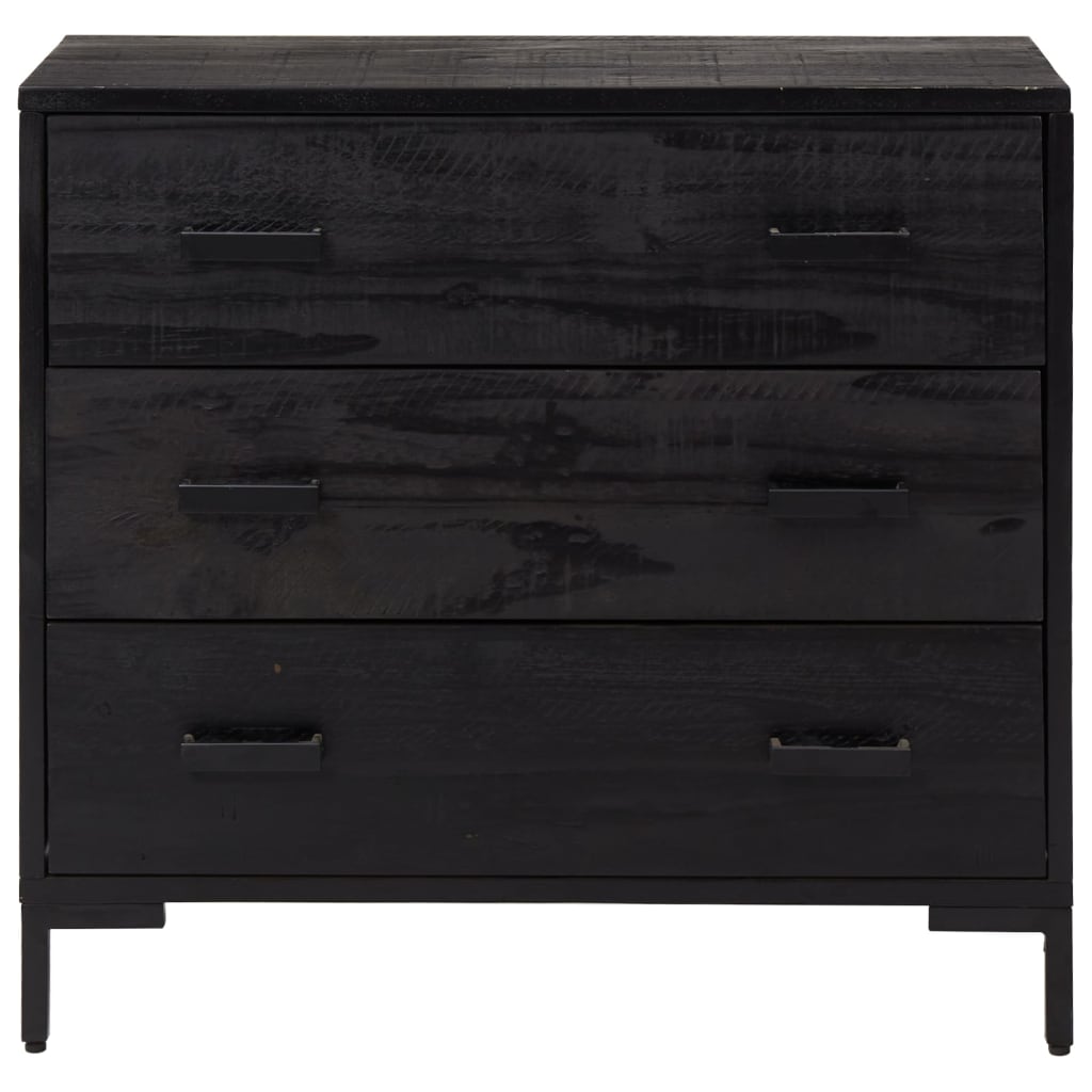 vidaXL Cómoda de madera maciza de pino negro 75x35x70 cm