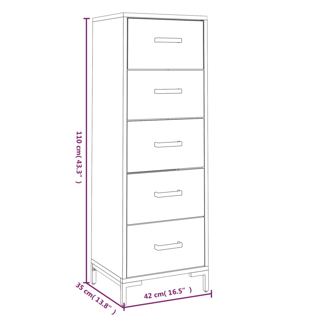 vidaXL Cómoda de madera maciza de pino 42x35x110 cm