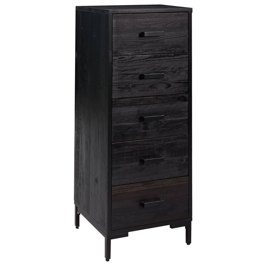 vidaXL Cómoda de madera maciza de pino negro 42x35x110 cm