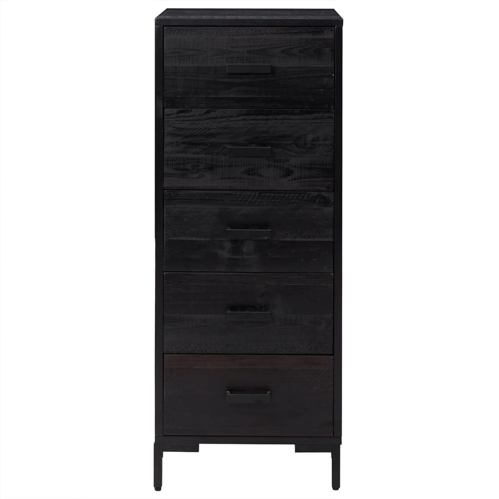 vidaXL Cómoda de madera maciza de pino negro 42x35x110 cm