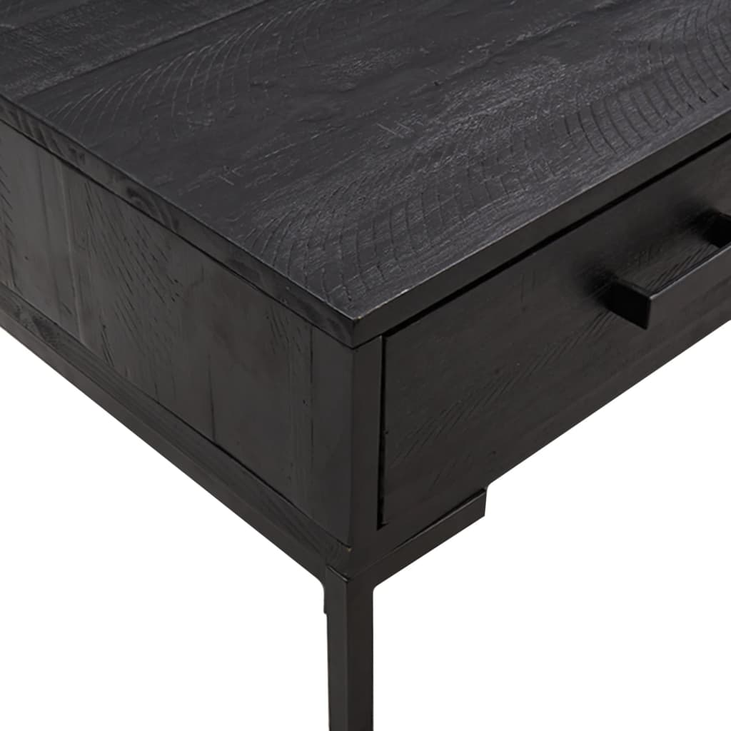 vidaXL Mesa de centro madera maciza de pino negro 90x50x35 cm