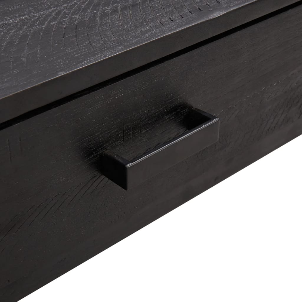 vidaXL Mesa de centro madera maciza de pino negro 90x50x35 cm