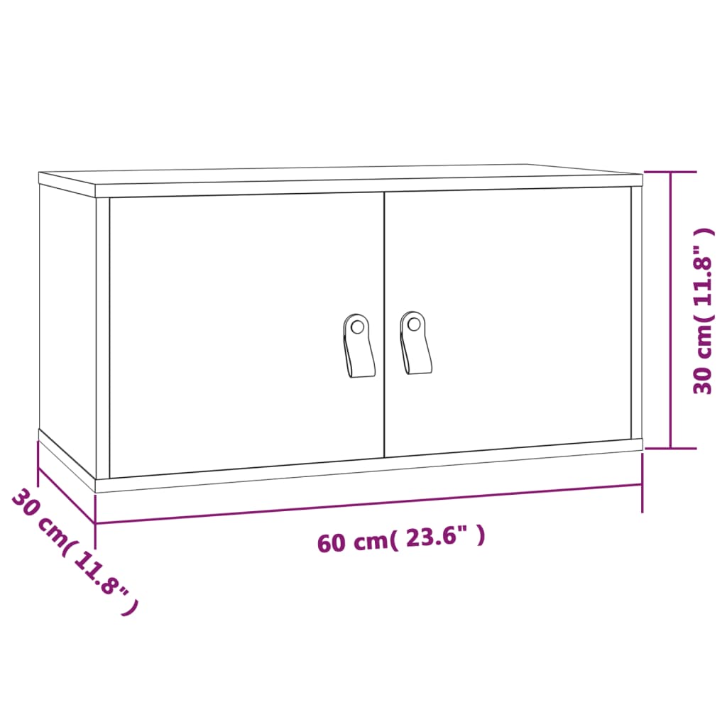 vidaXL Armario de pared de madera maciza de pino 60x30x30 cm