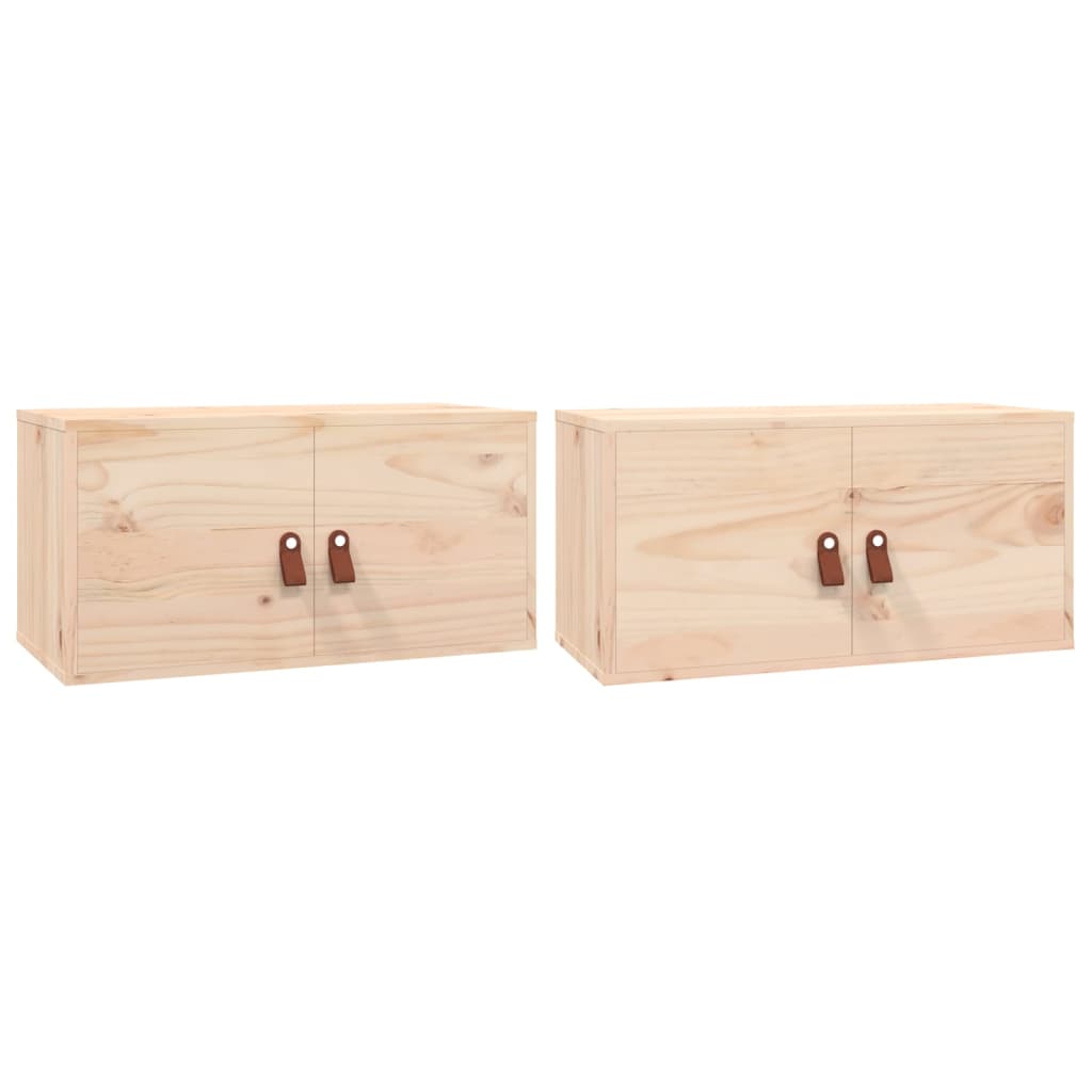 vidaXL Armarios de pared 2 uds madera maciza de pino 60x30x30 cm