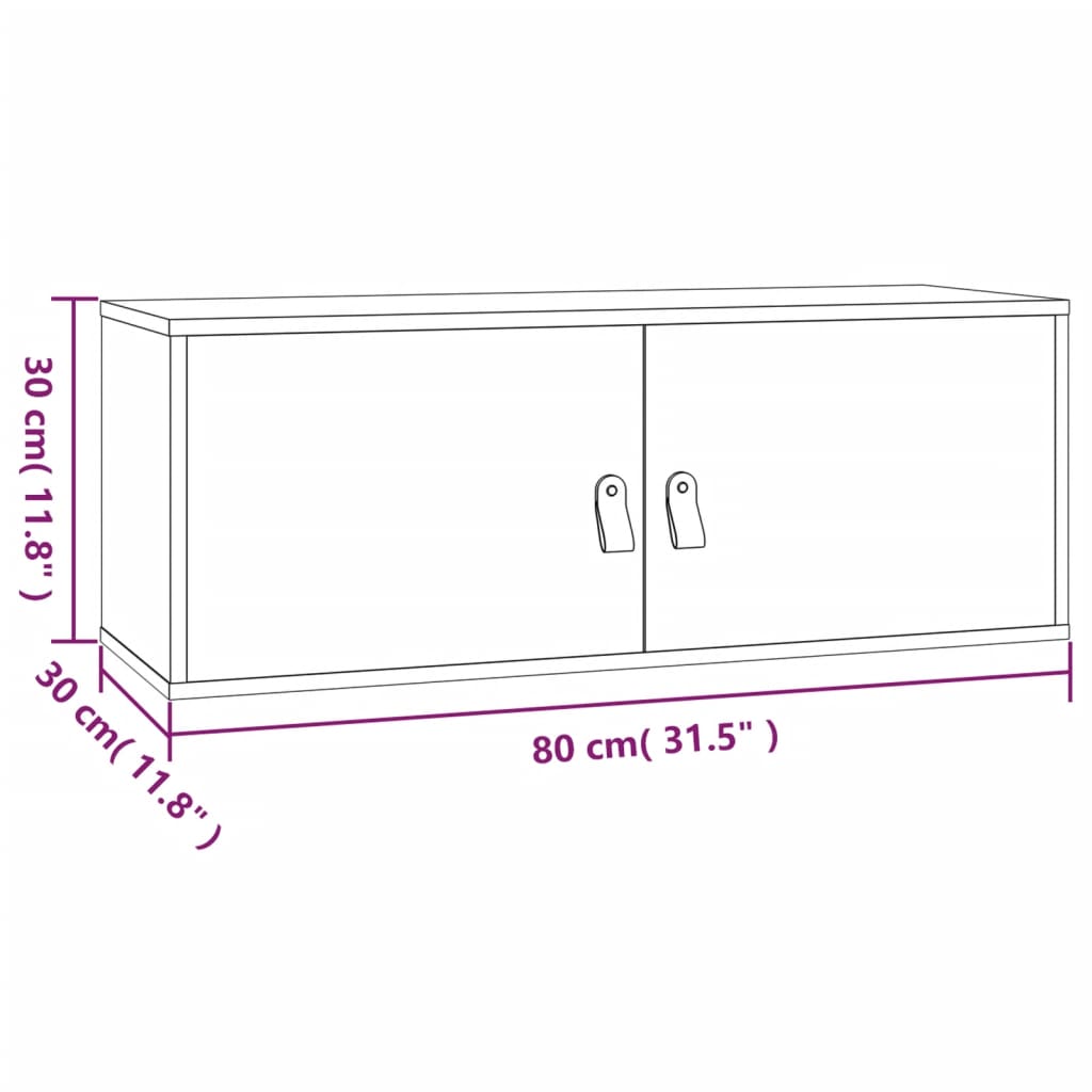 vidaXL Armario de pared de madera maciza de pino 80x30x30 cm