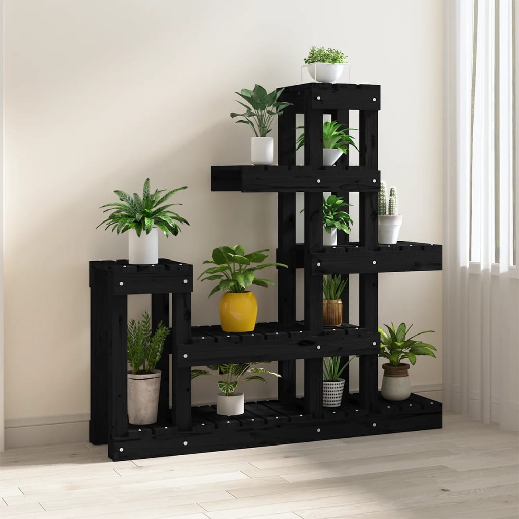 vidaXL Soporte para plantas madera maciza de pino negro 92x25x97 cm