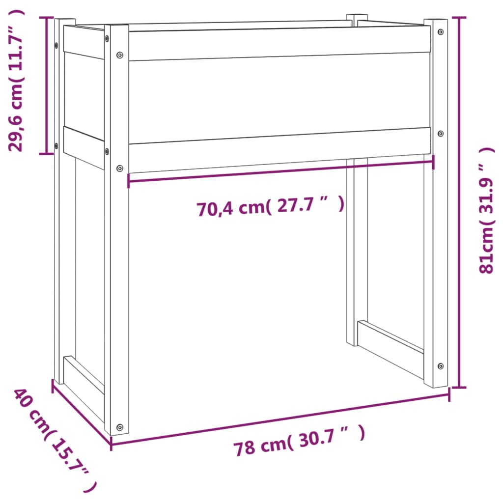 vidaXL Jardinera de madera maciza de pino 78x40x81 cm