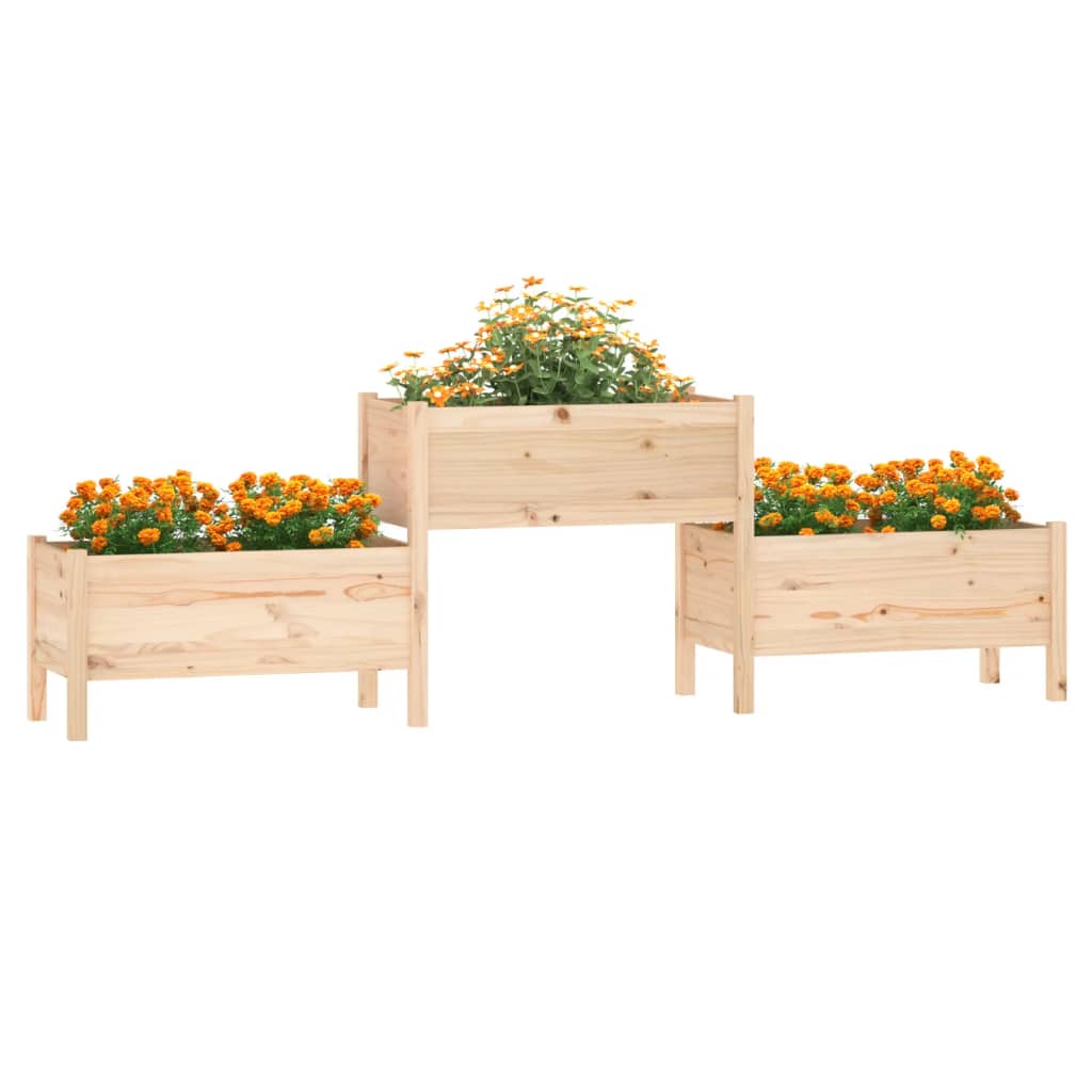 vidaXL Jardinera de madera maciza de pino 245,5x44x75 cm