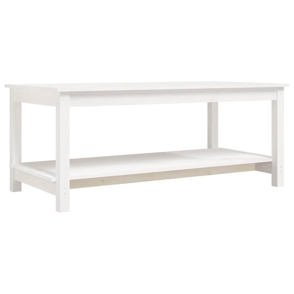 vidaXL Mesa de centro de madera maciza de pino blanco 110x55x45 cm