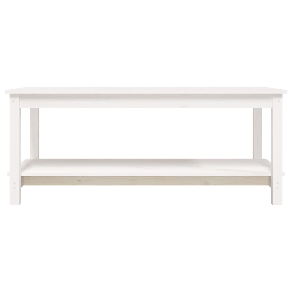 vidaXL Mesa de centro de madera maciza de pino blanco 110x55x45 cm