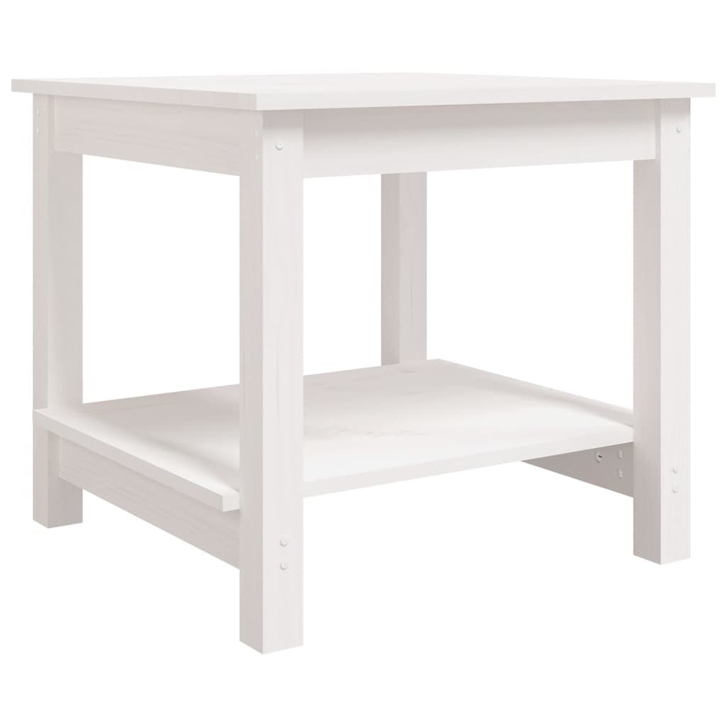 vidaXL Mesa de centro de madera maciza de pino blanca 50x50x45 cm