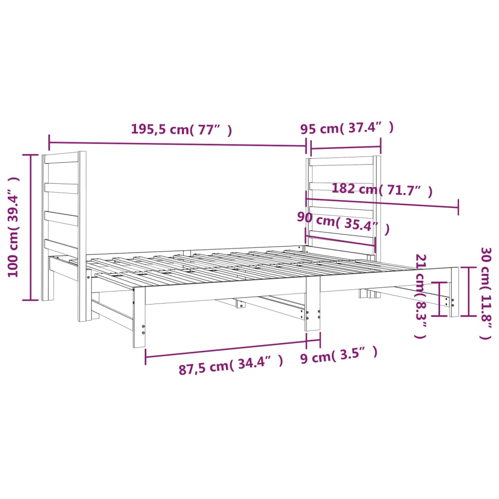 vidaXL Sofá cama extraíble sin colchón 2x(90x190) cm