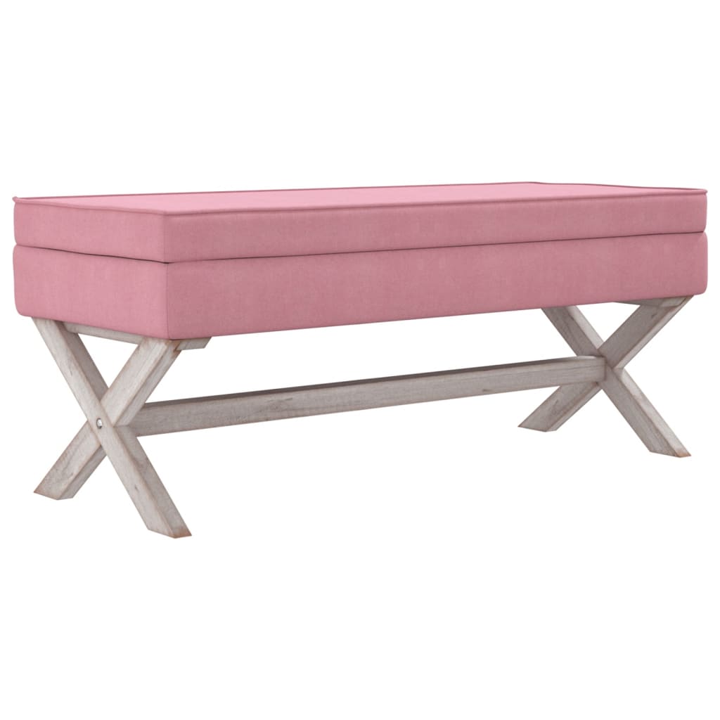 vidaXL Taburete con almacenaje terciopelo rosa 110x45x49 cm