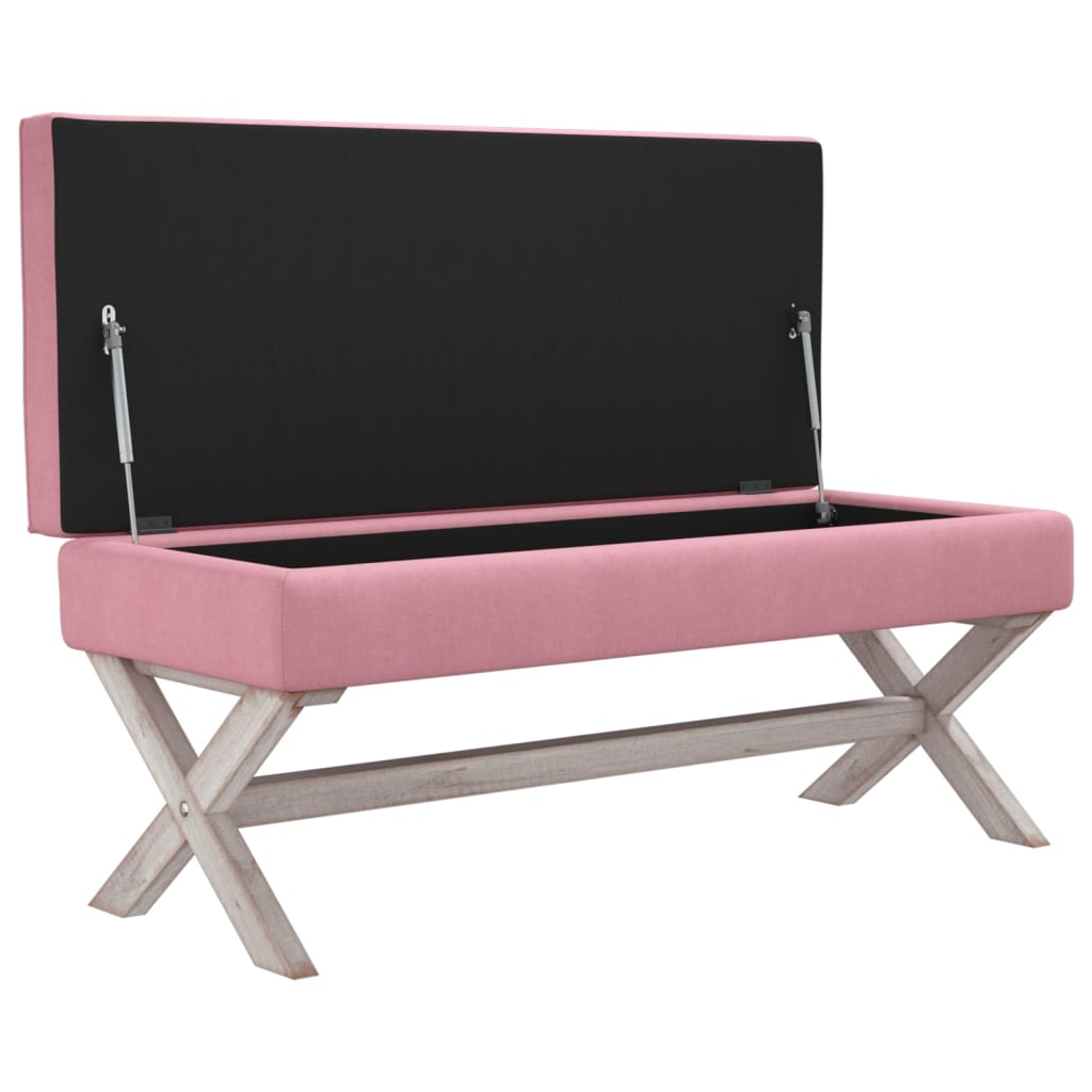 vidaXL Taburete con almacenaje terciopelo rosa 110x45x49 cm