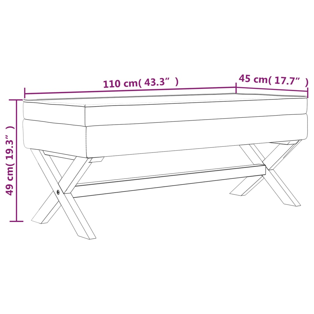 vidaXL Taburete con almacenaje terciopelo rosa 110x45x49 cm