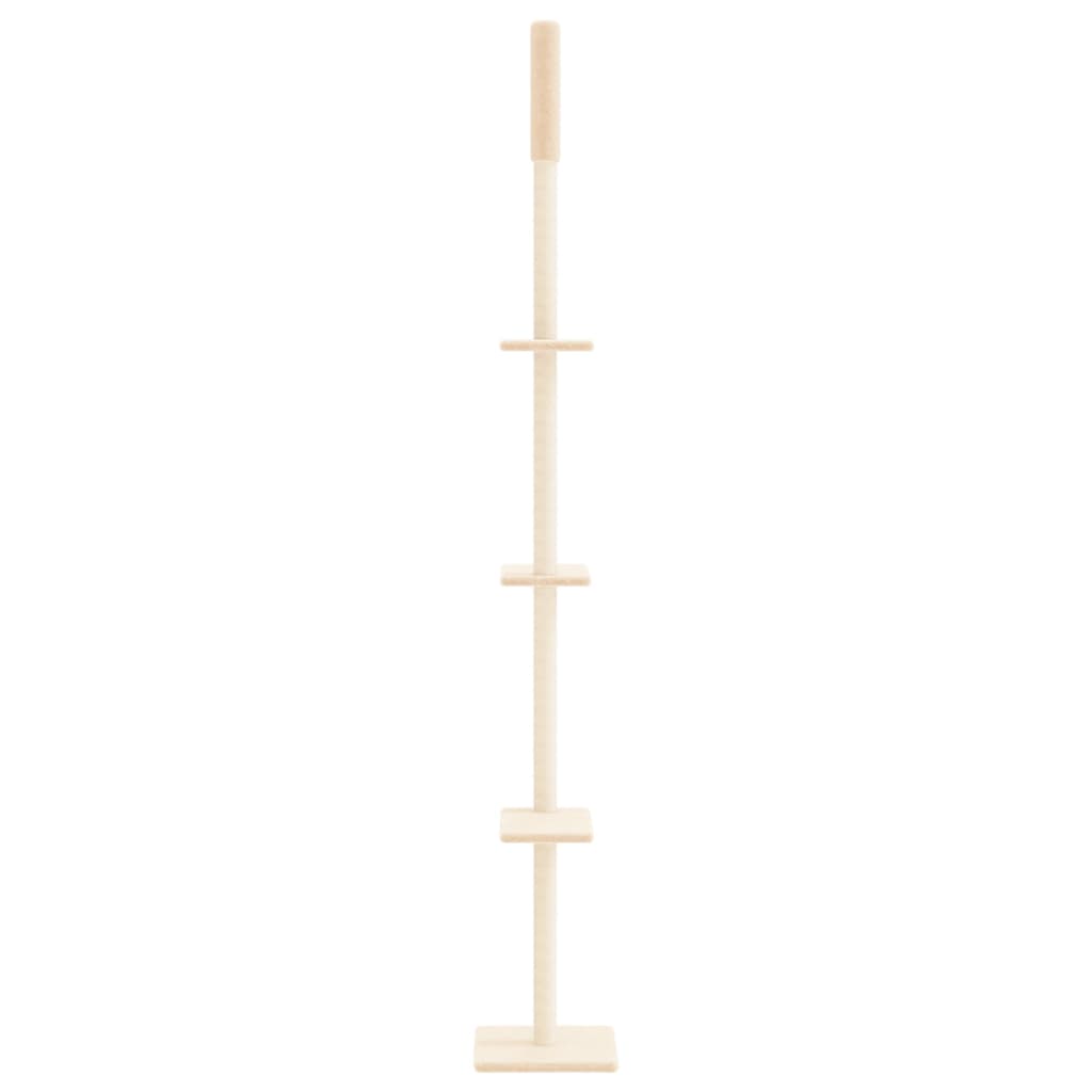 vidaXL Árbol rascador para gatos de suelo a techo crema 267,5-297,5 cm