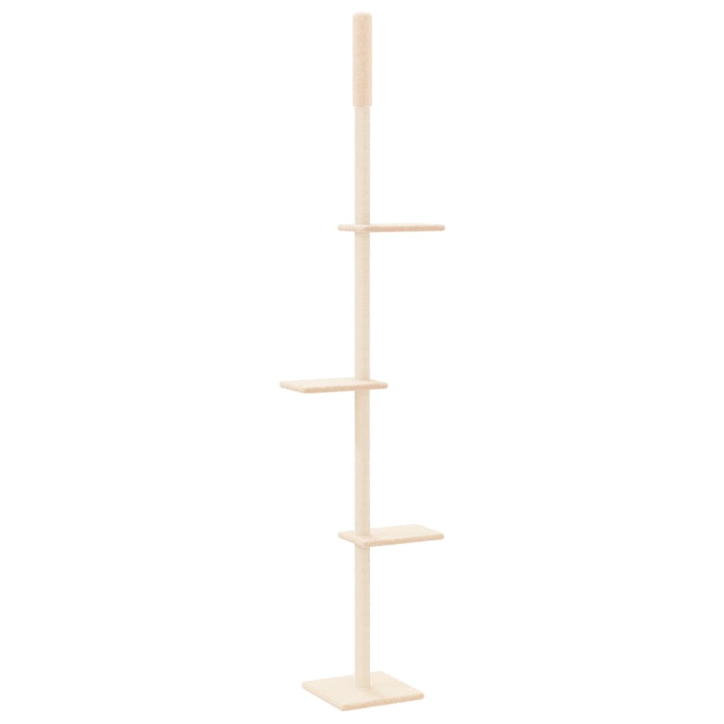 vidaXL Árbol rascador para gatos de suelo a techo crema 267,5-297,5 cm