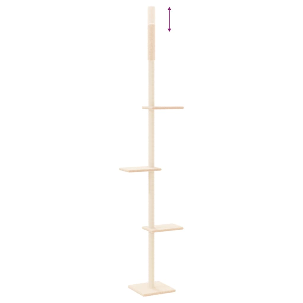 vidaXL Árbol rascador para gatos de suelo a techo crema 267,5-297,5 cm