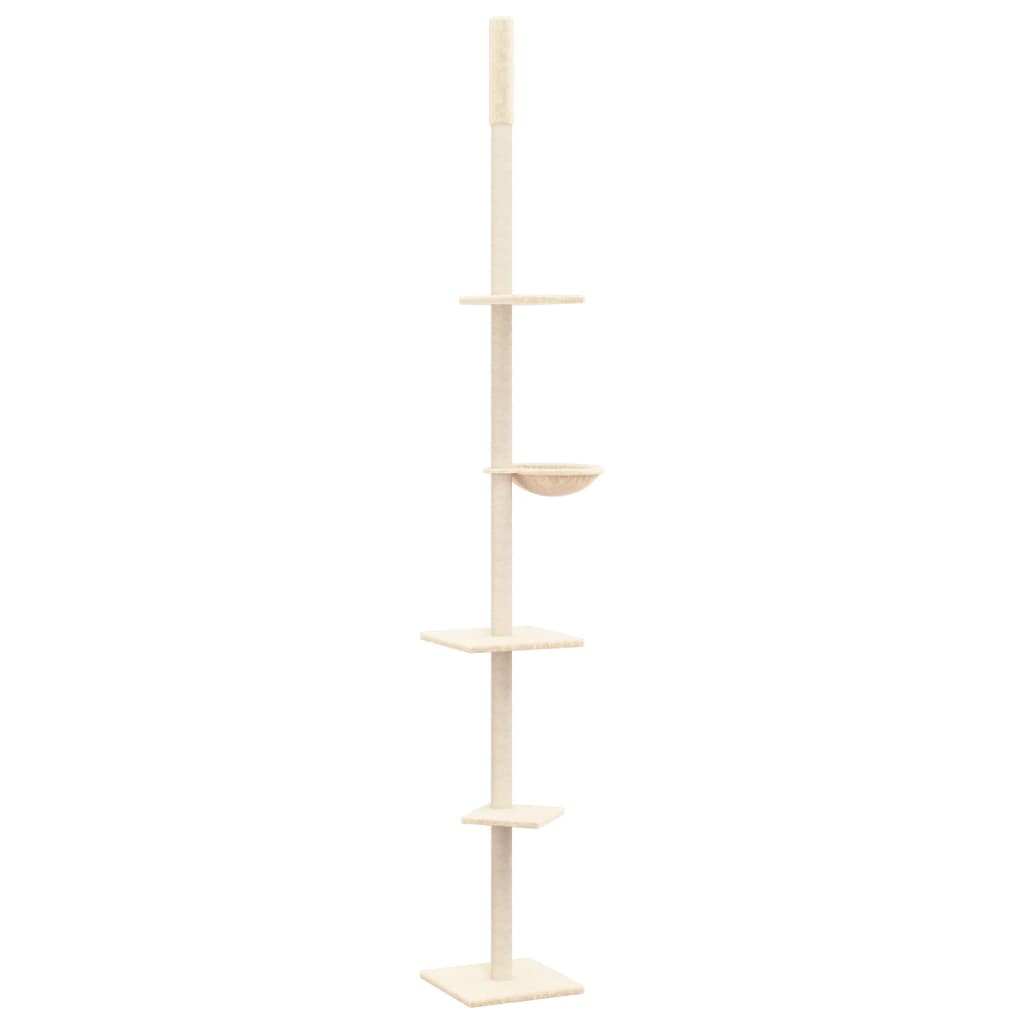 vidaXL Árbol rascador para gatos de suelo a techo crema 263,5-289,5 cm