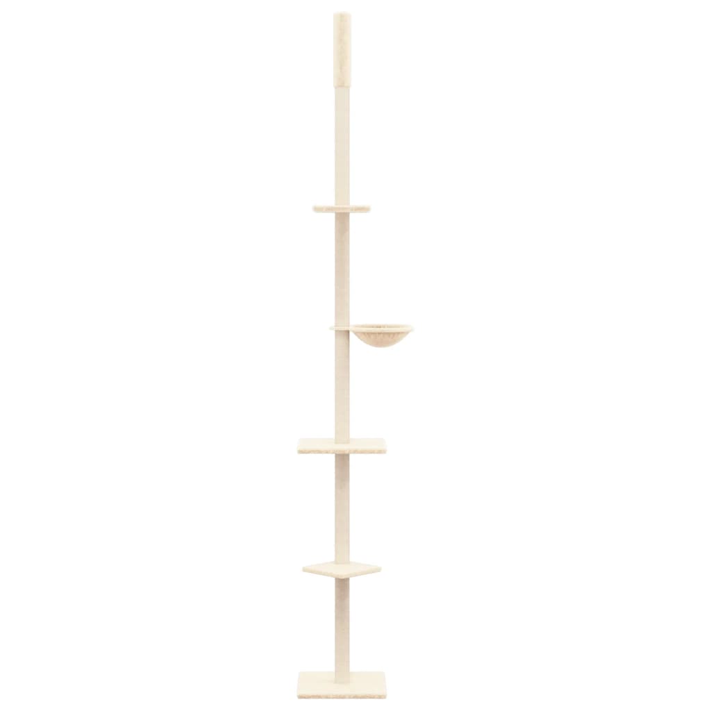 vidaXL Árbol rascador para gatos de suelo a techo crema 263,5-289,5 cm