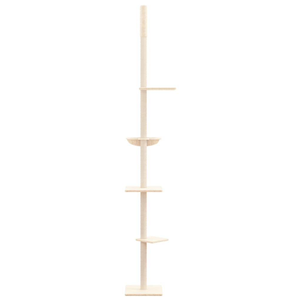 vidaXL Árbol rascador para gatos de suelo a techo crema 263,5-289,5 cm