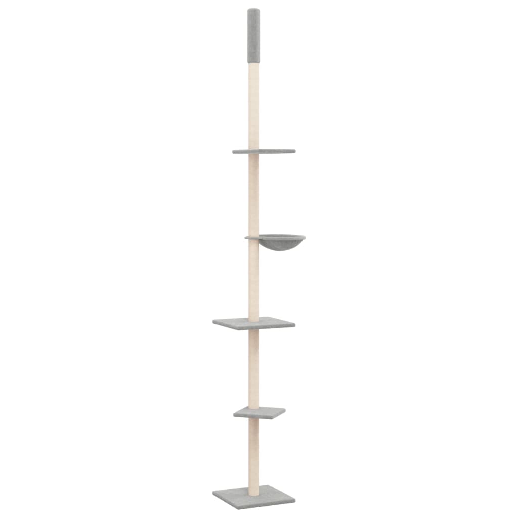 vidaXL Árbol rascador gatos suelo a techo gris claro 263,5-289,5 cm