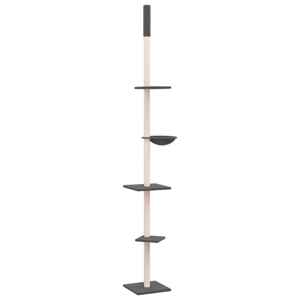 vidaXL Árbol rascador gatos suelo a techo gris oscuro 263,5-289,5 cm