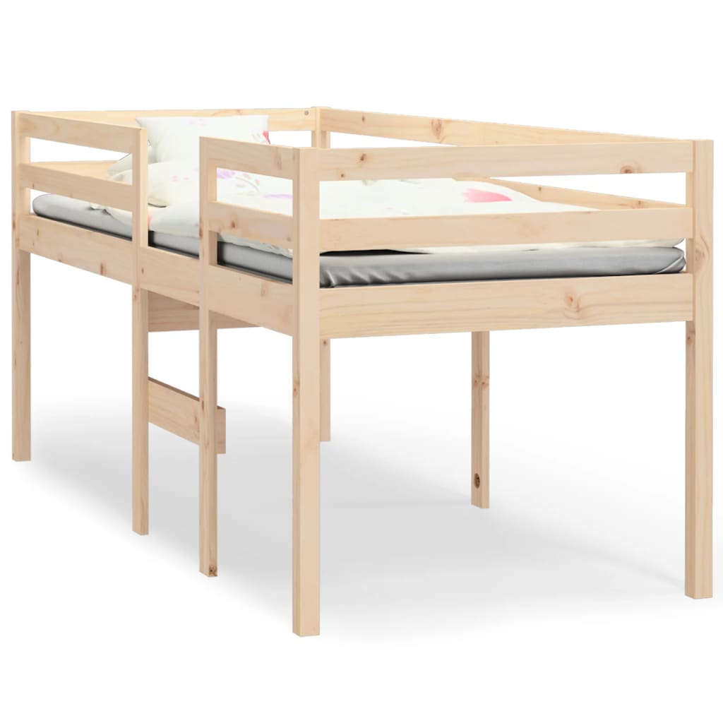 vidaXL Cama alta madera maciza de pino 90x200 cm