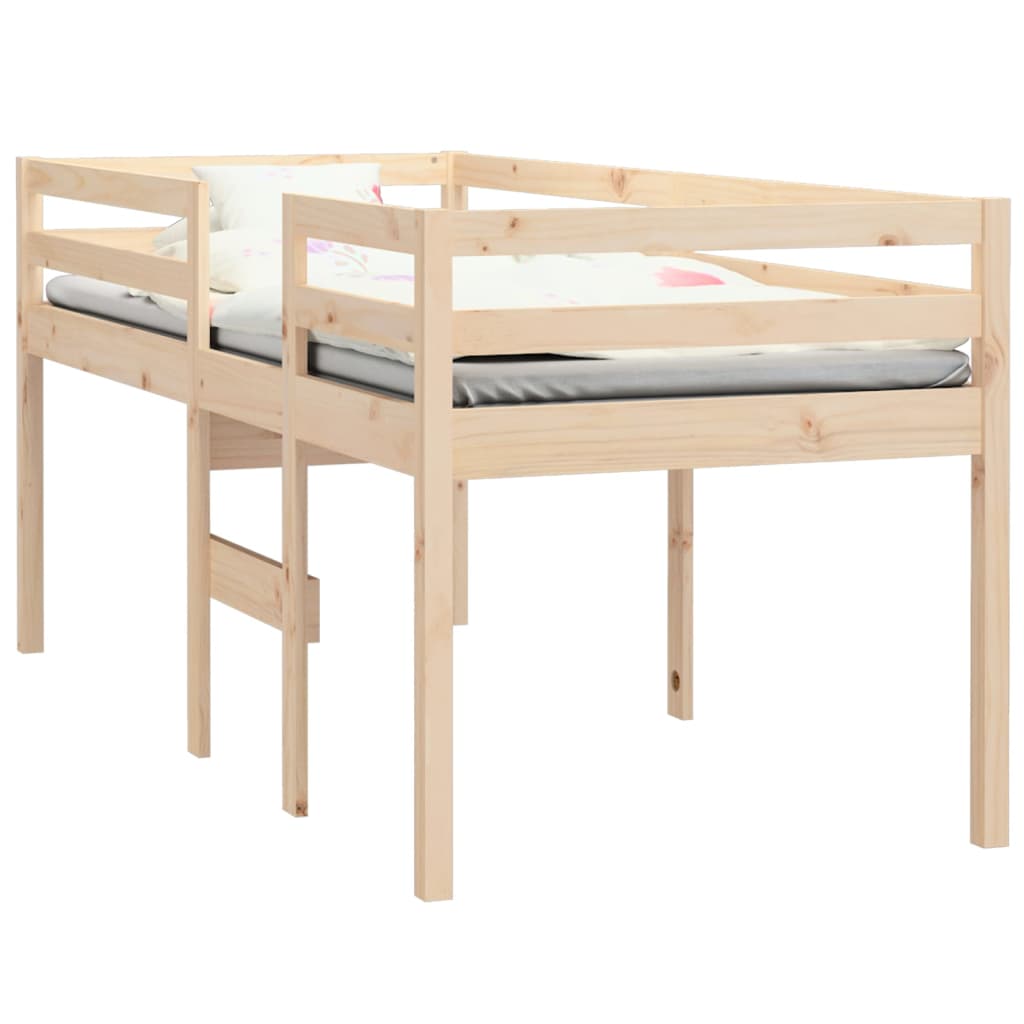 vidaXL Cama alta madera maciza de pino 90x200 cm