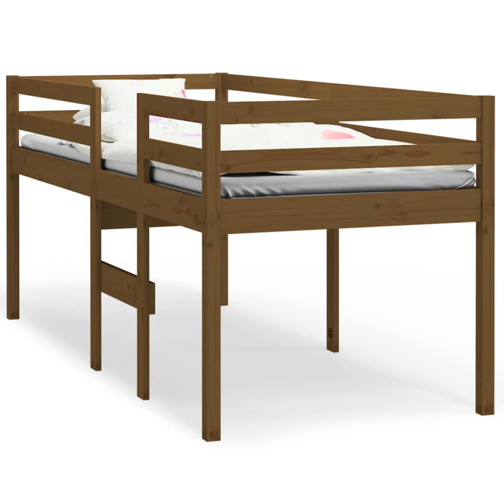 vidaXL Cama alta madera maciza pino marrón miel 80x200 cm