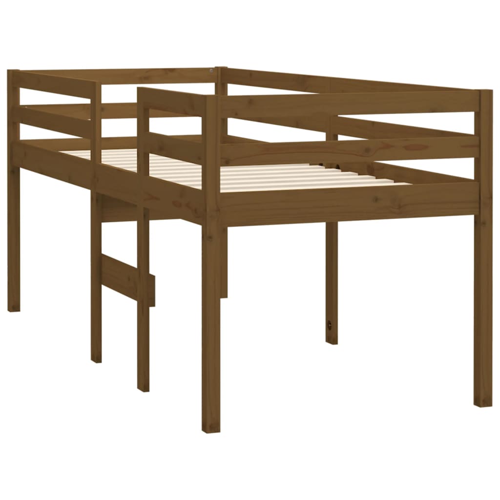 vidaXL Cama alta madera maciza pino marrón miel 80x200 cm