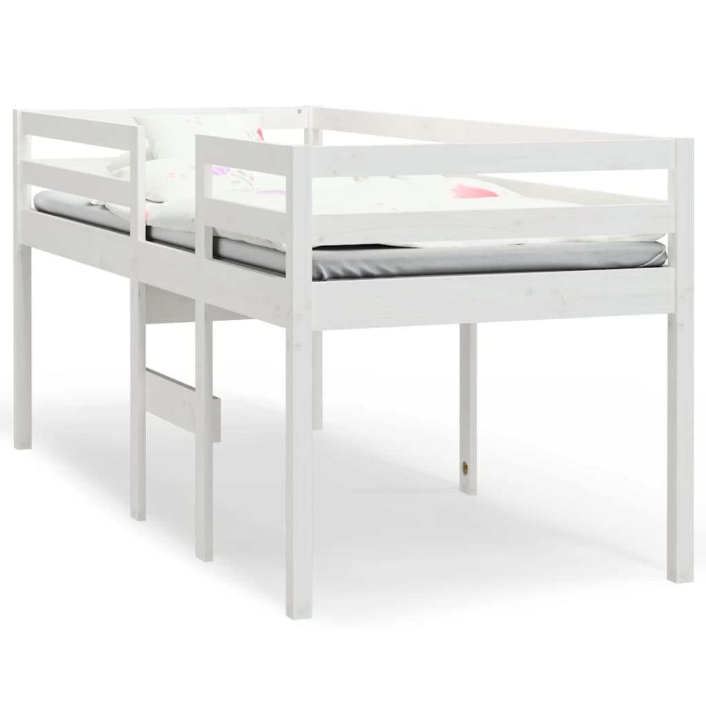 vidaXL Cama alta blanca madera maciza pino 75x190 cm