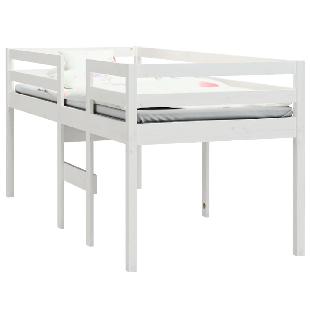 vidaXL Cama alta blanca madera maciza pino 75x190 cm