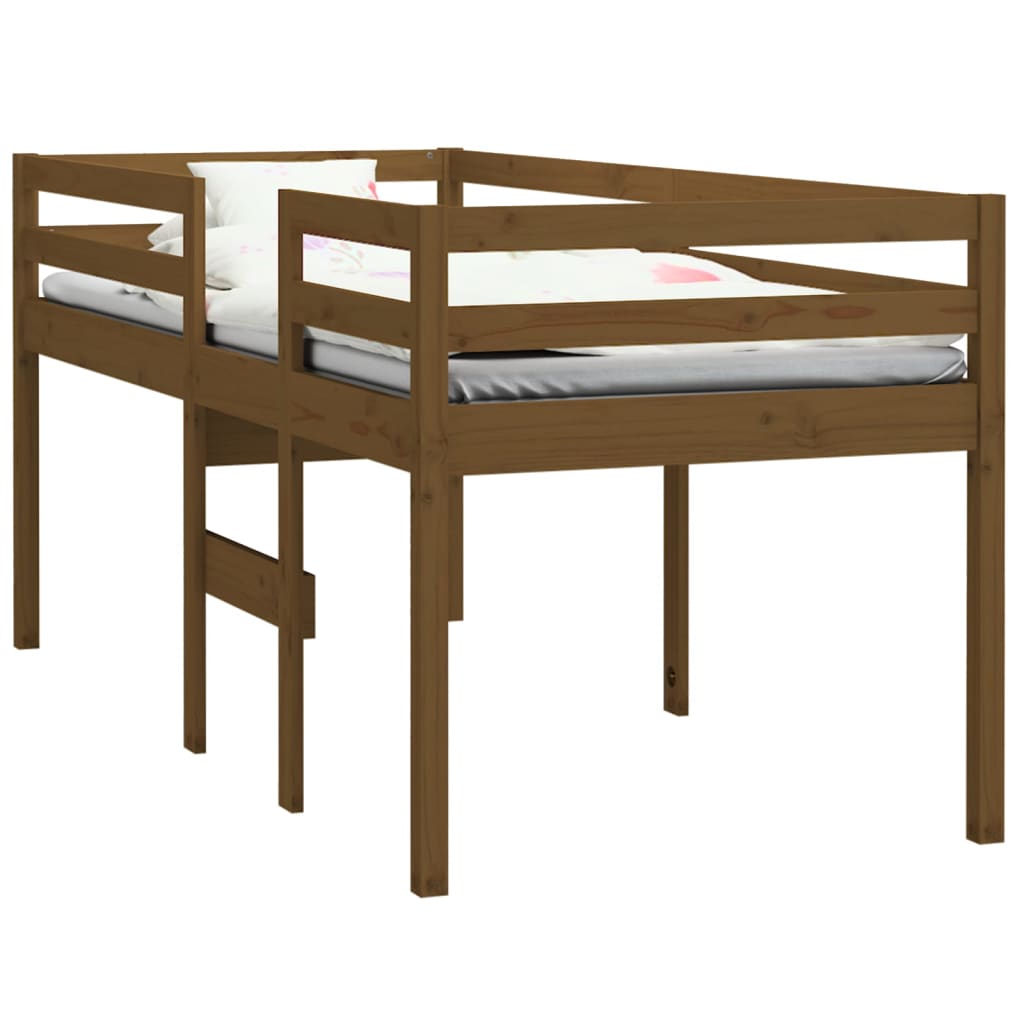 vidaXL Cama alta madera maciza pino marrón miel 75x190 cm