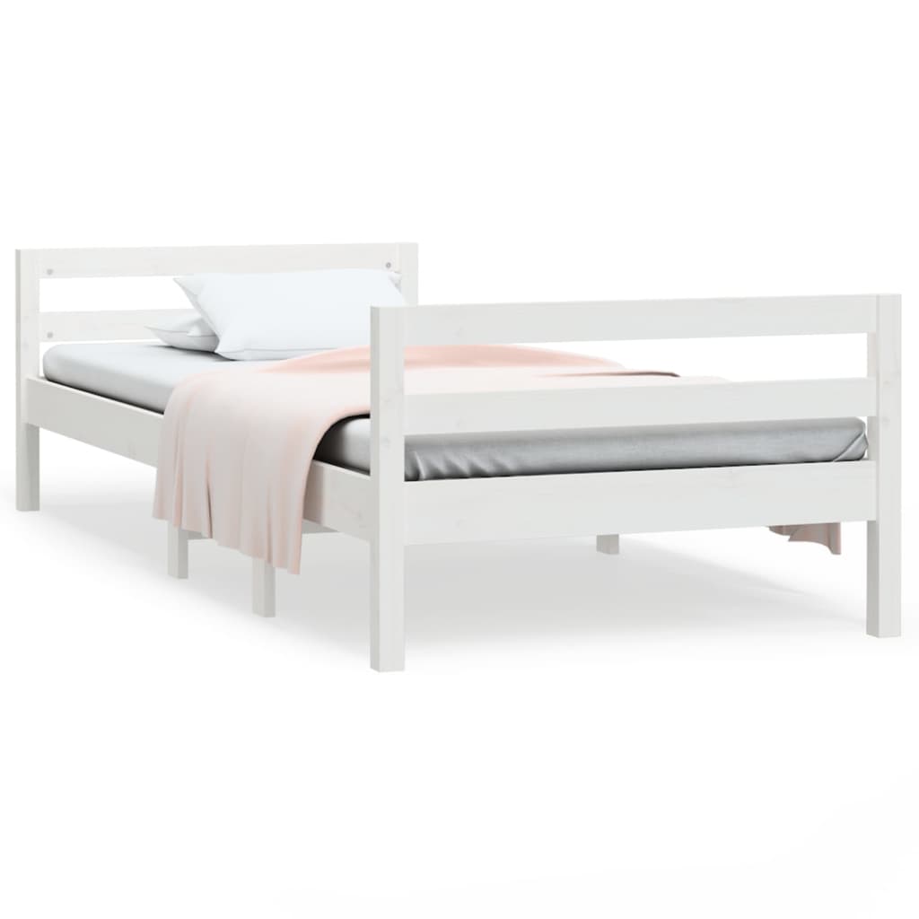 vidaXL Estructura de cama sin colchón madera maciza blanca 75x190 cm