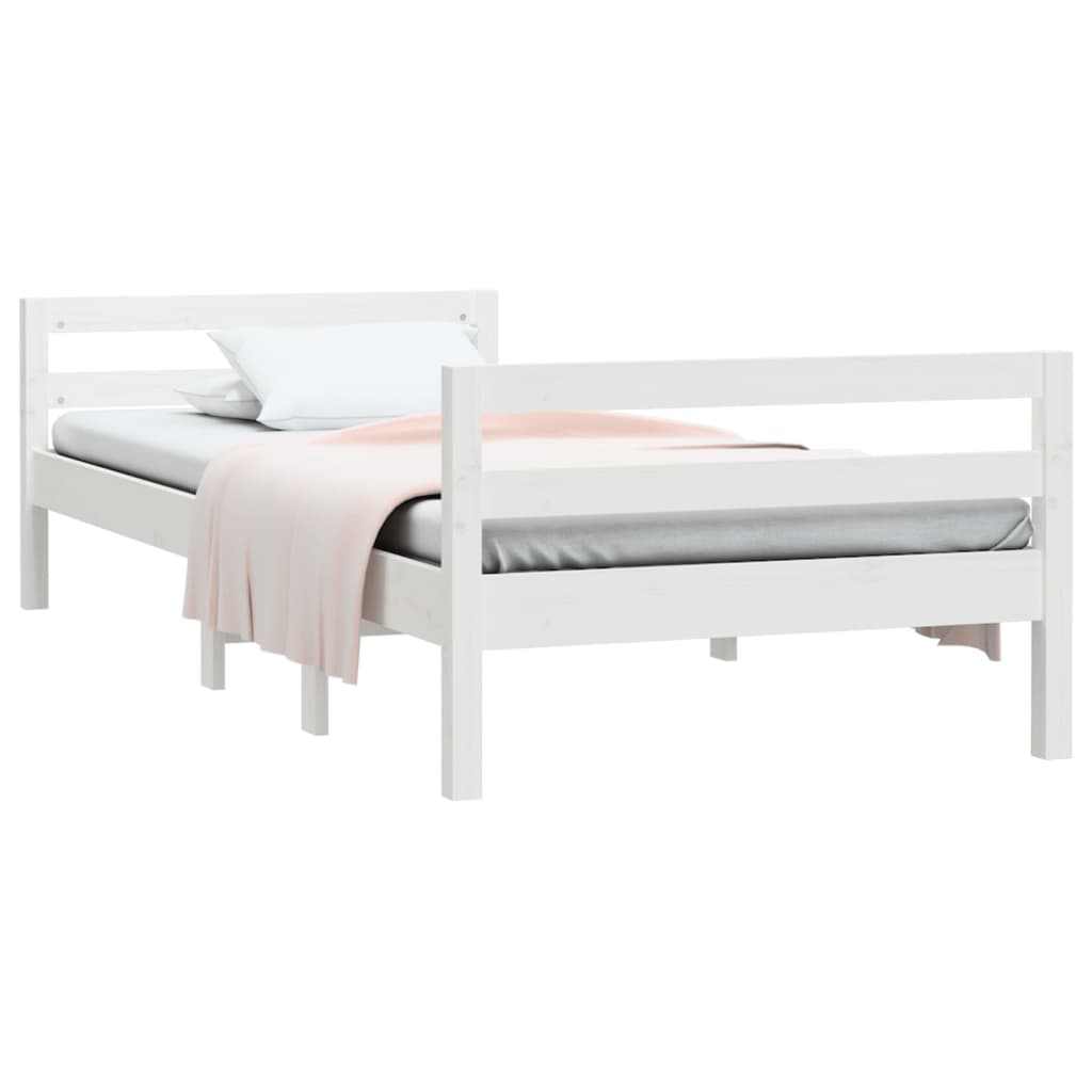 vidaXL Estructura de cama sin colchón madera maciza blanca 75x190 cm