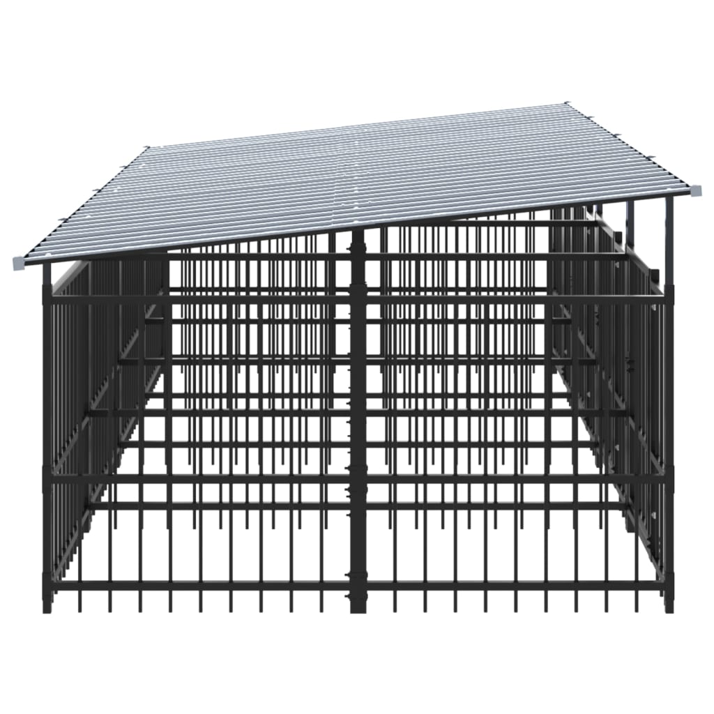 vidaXL Perrera de exterior con tejado acero 7,51 m²