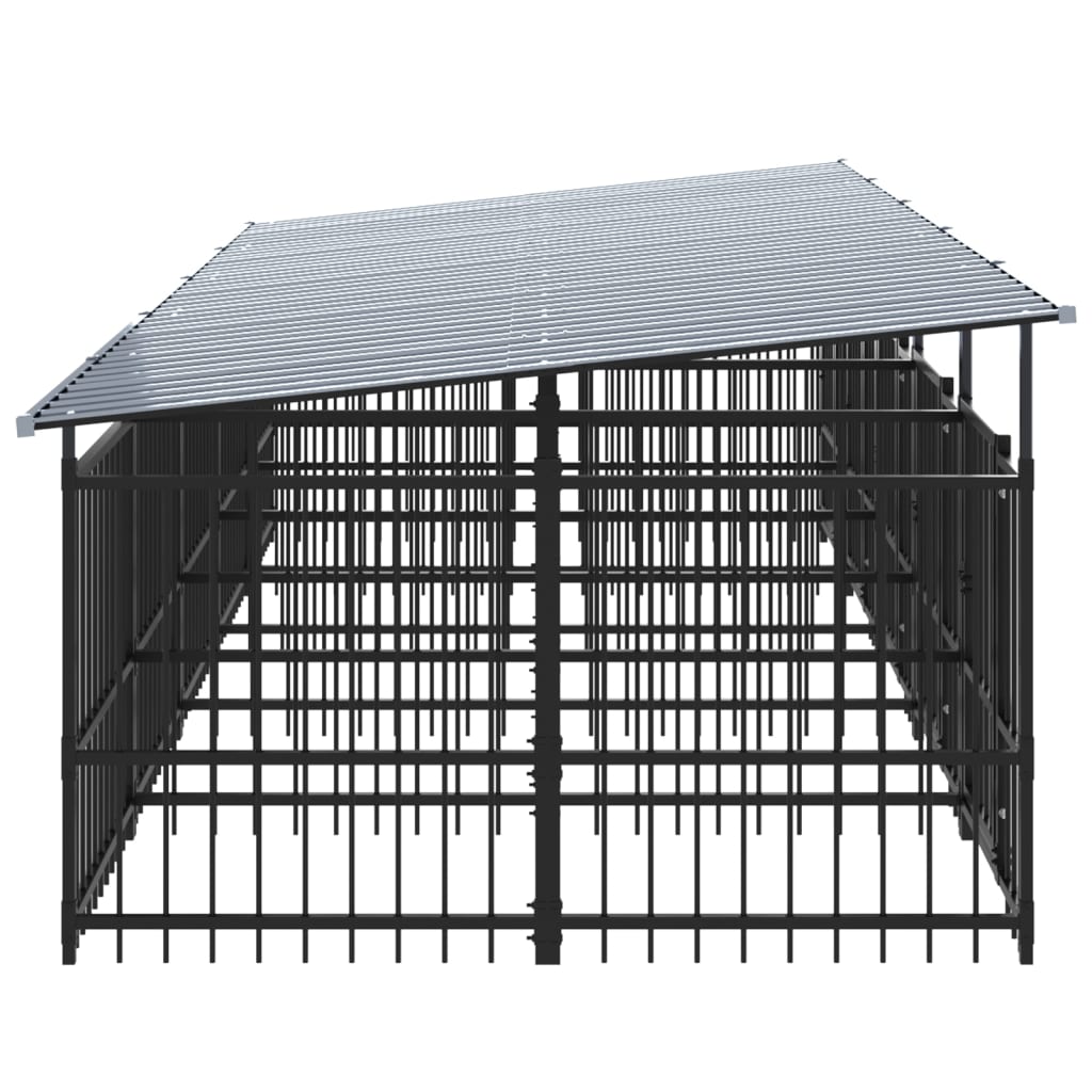 vidaXL Perrera de exterior con tejado acero 9,38 m²