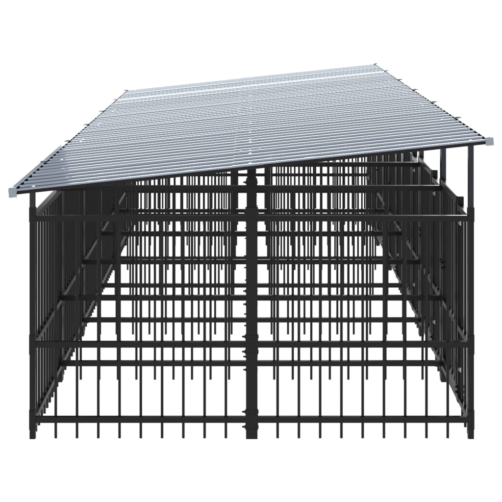 vidaXL Perrera de exterior con tejado acero 11,26 m²