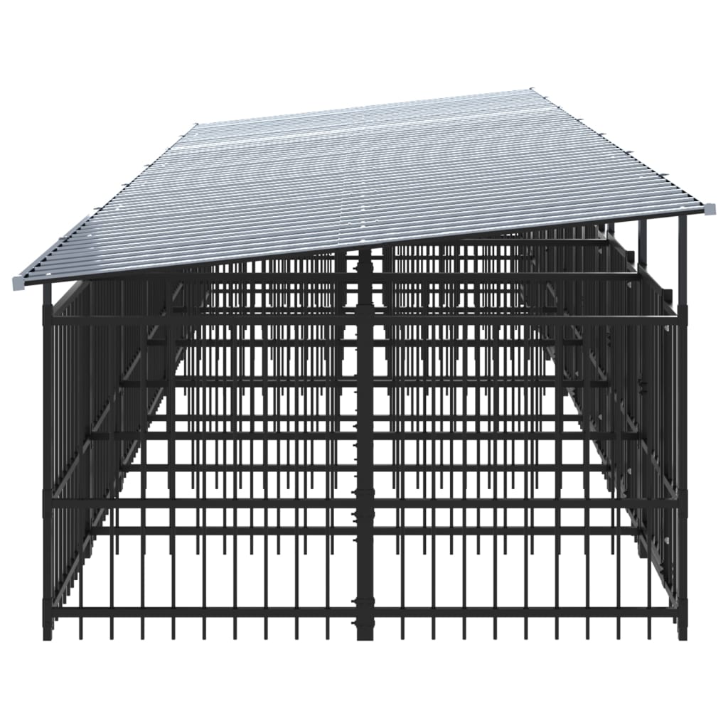 vidaXL Perrera de exterior con tejado acero 13,14 m²