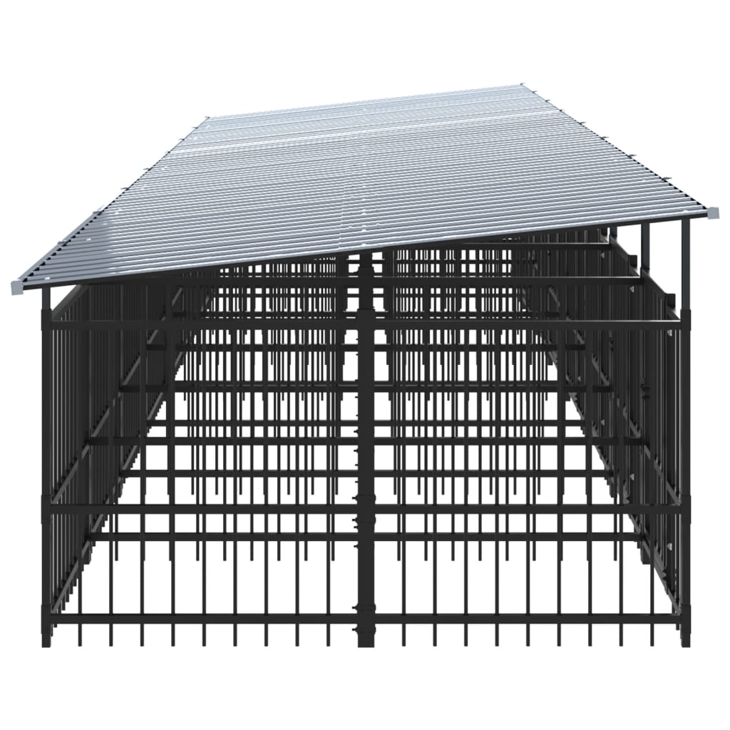 vidaXL Perrera de exterior con tejado acero 15,02 m²