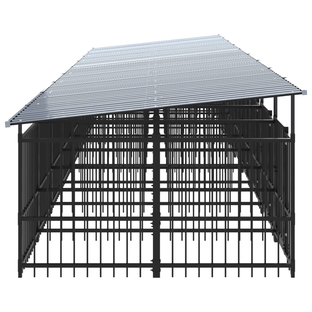 vidaXL Perrera de exterior con tejado acero 16,89 m²