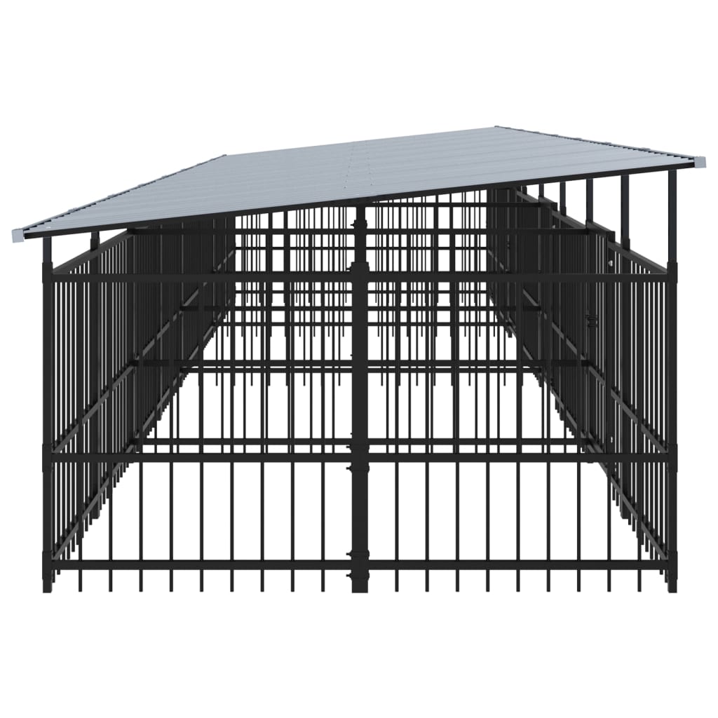 vidaXL Perrera de exterior con tejado acero 15,02 m²