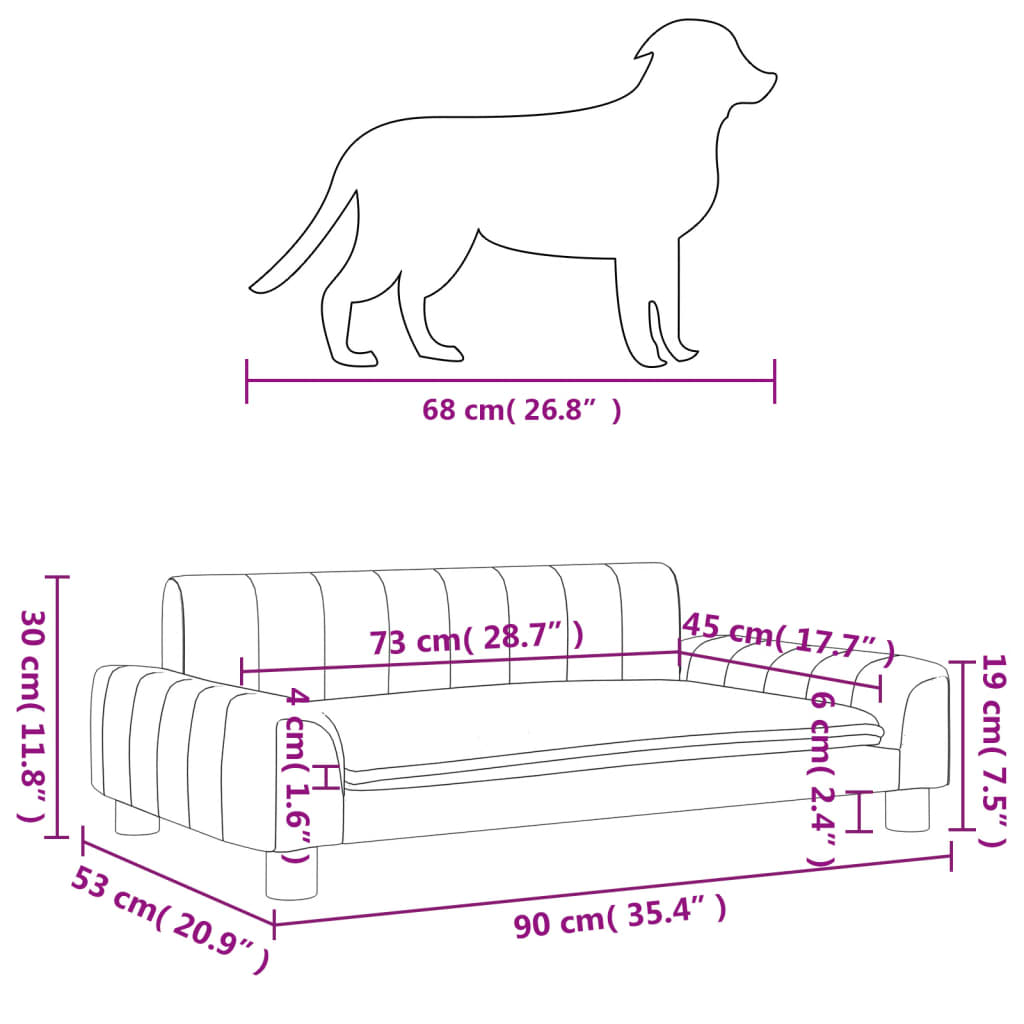 vidaXL Cama para perros de tela crema 90x53x30 cm